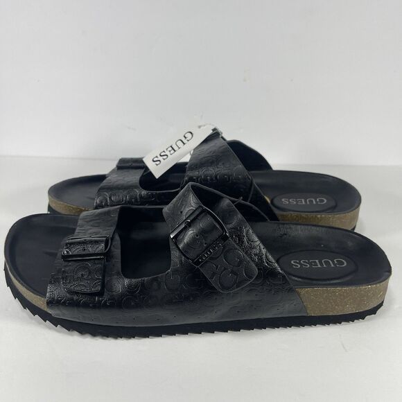 GUESS Men’s Double Strap Slide Sandals Black Logo Embossed Size 12M main image 9